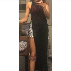 GUESS Black High Slit Lace Cover Up Top
